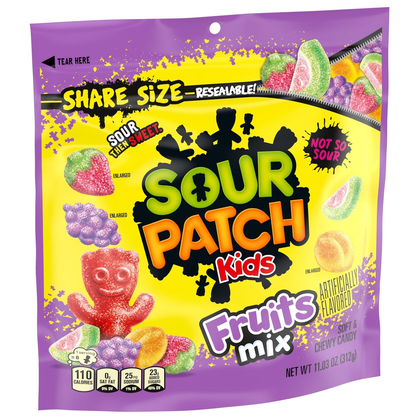 SOUR PATCH KIDS Fruits Mix Soft & Chewy Candy, Share Size, 11.03 oz