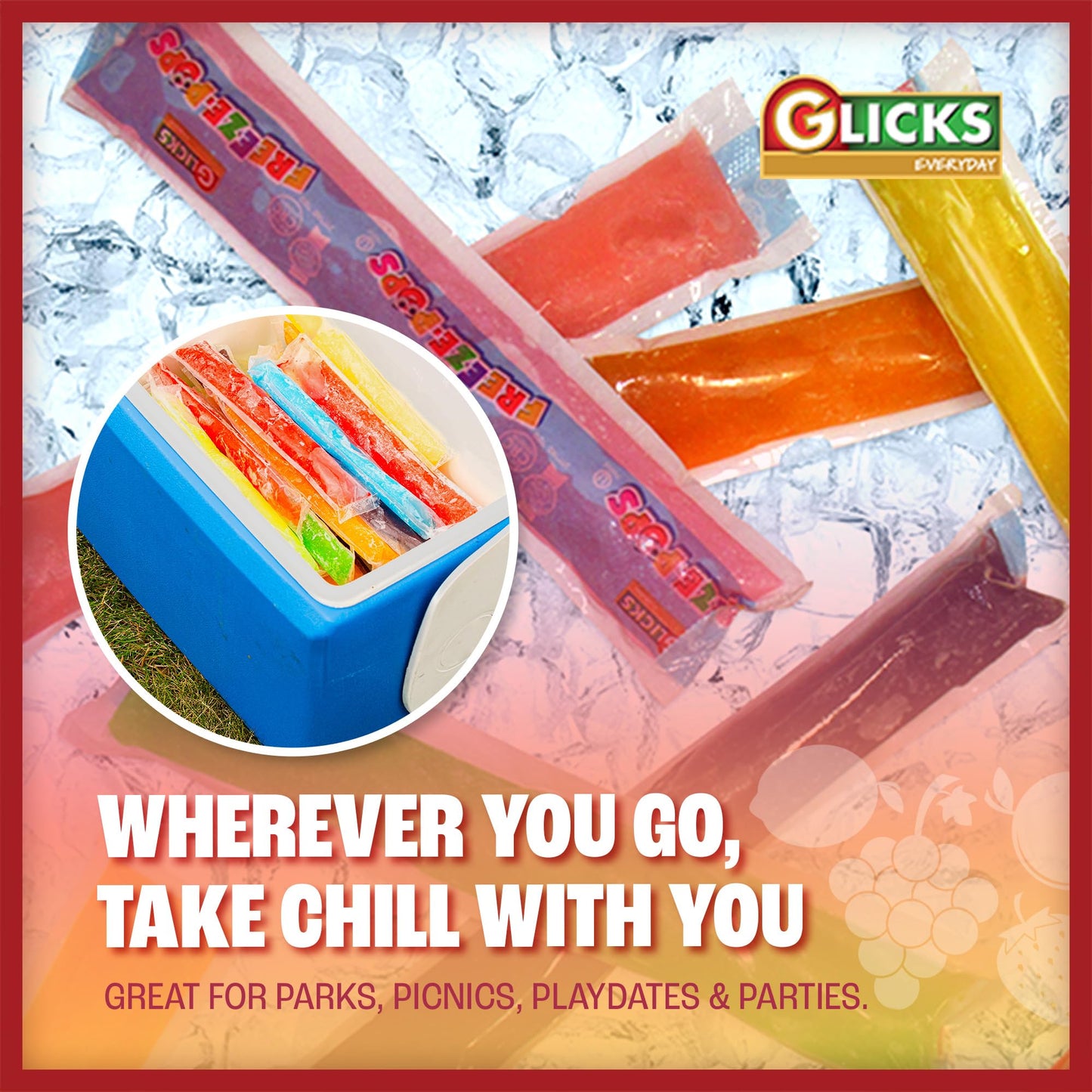 Glicks Freeze Pops, Assorted Flavors, Low Calorie, 24 Count Frozen Ice Pops
