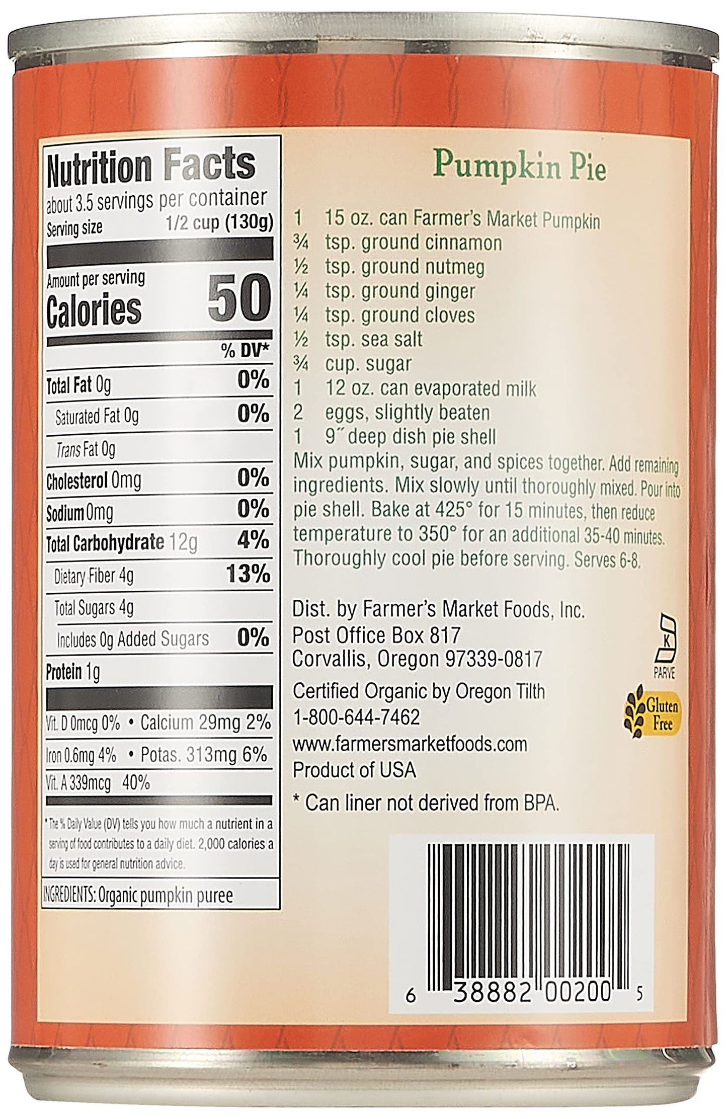 Farmers Market Foods Pumpkin Org, 15 Ounce (Pack Of 12)