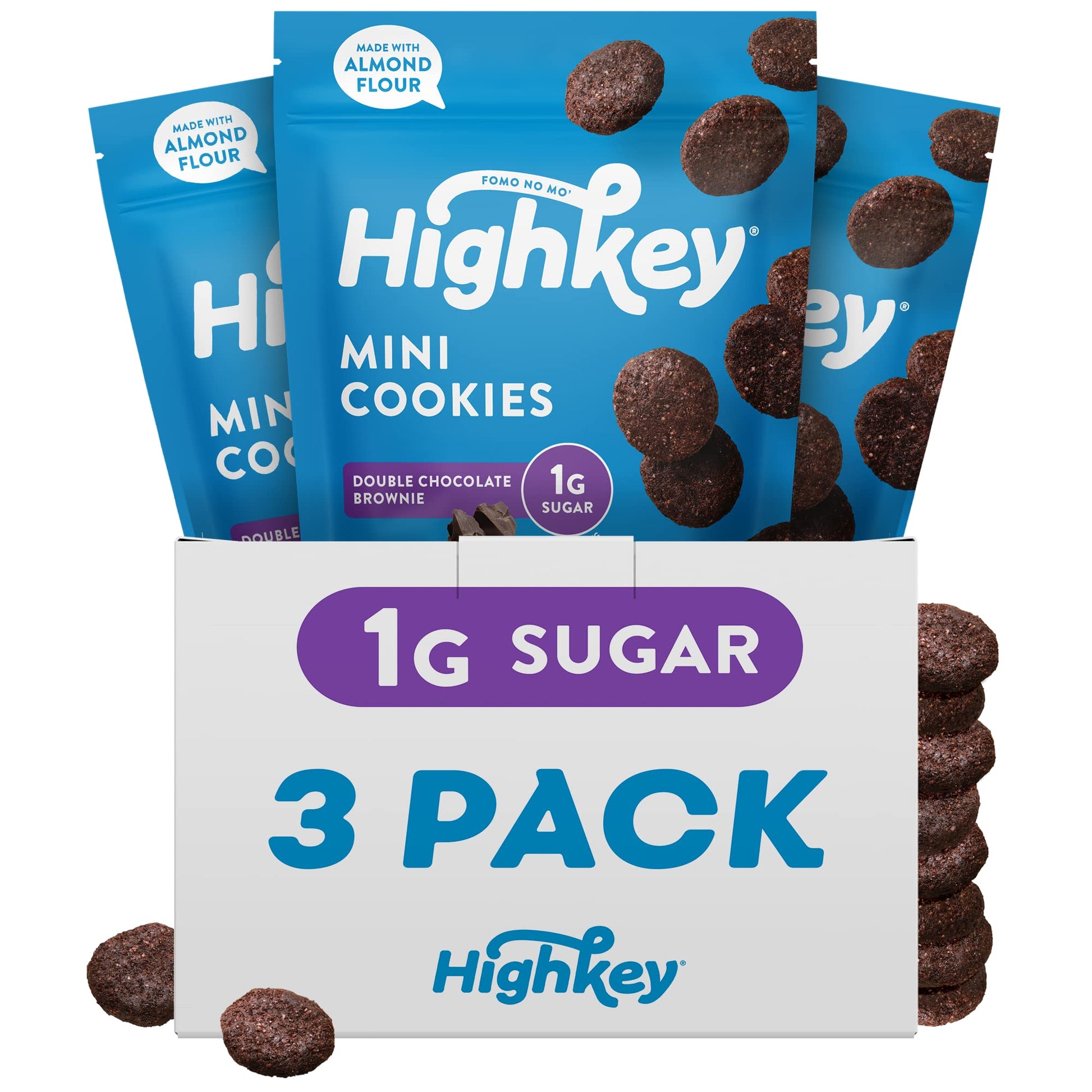 Highkey Low Carb Keto Brownie Bites - Keto Snack Low Carb Snack Sugar Free Chocolate Protein Cookies Sugar Free Snacks Gluten Fr