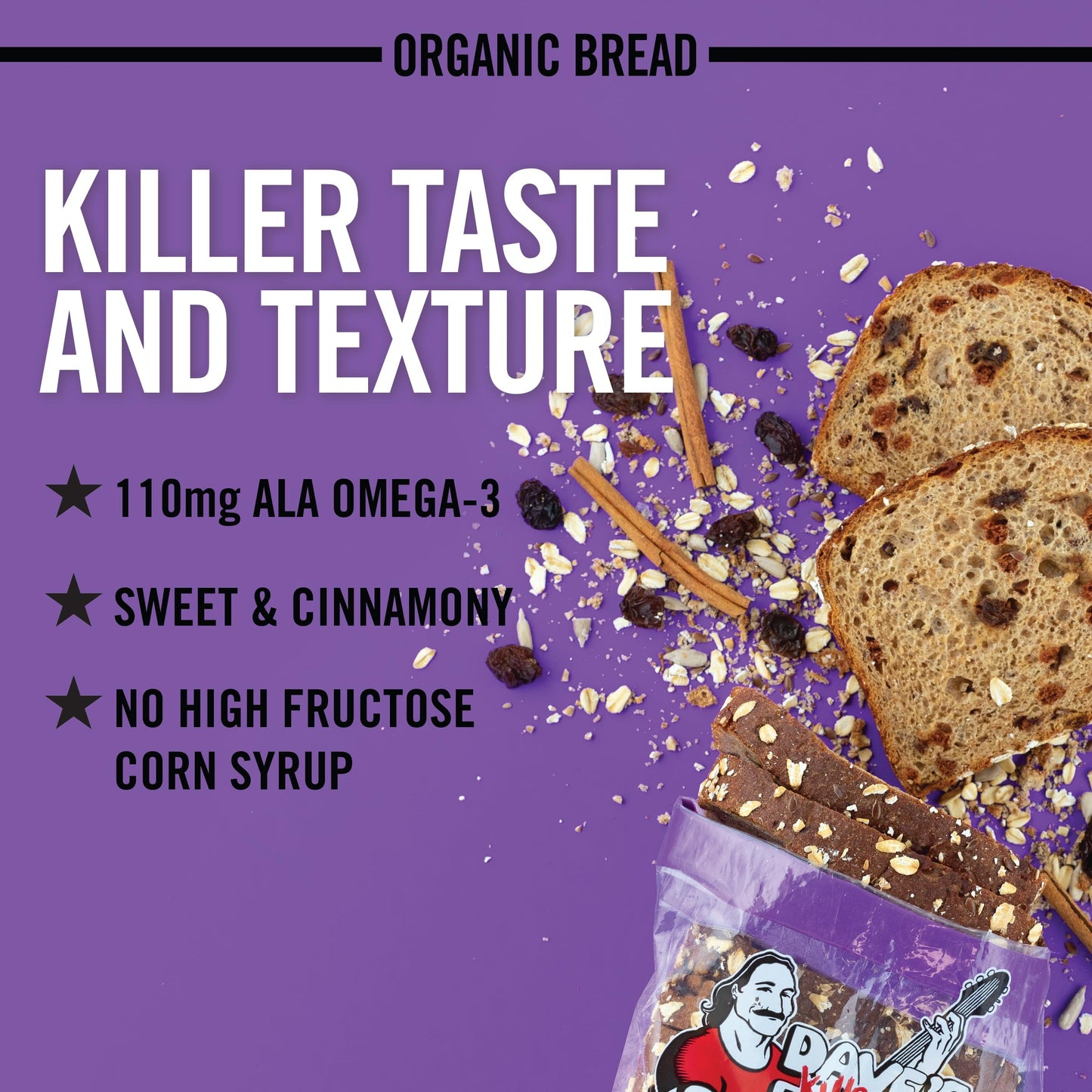 Daves Killer Bread Raisin the Roof!, Cinnamon Raisin Organic Breakfast Bread, 18 oz Loaf