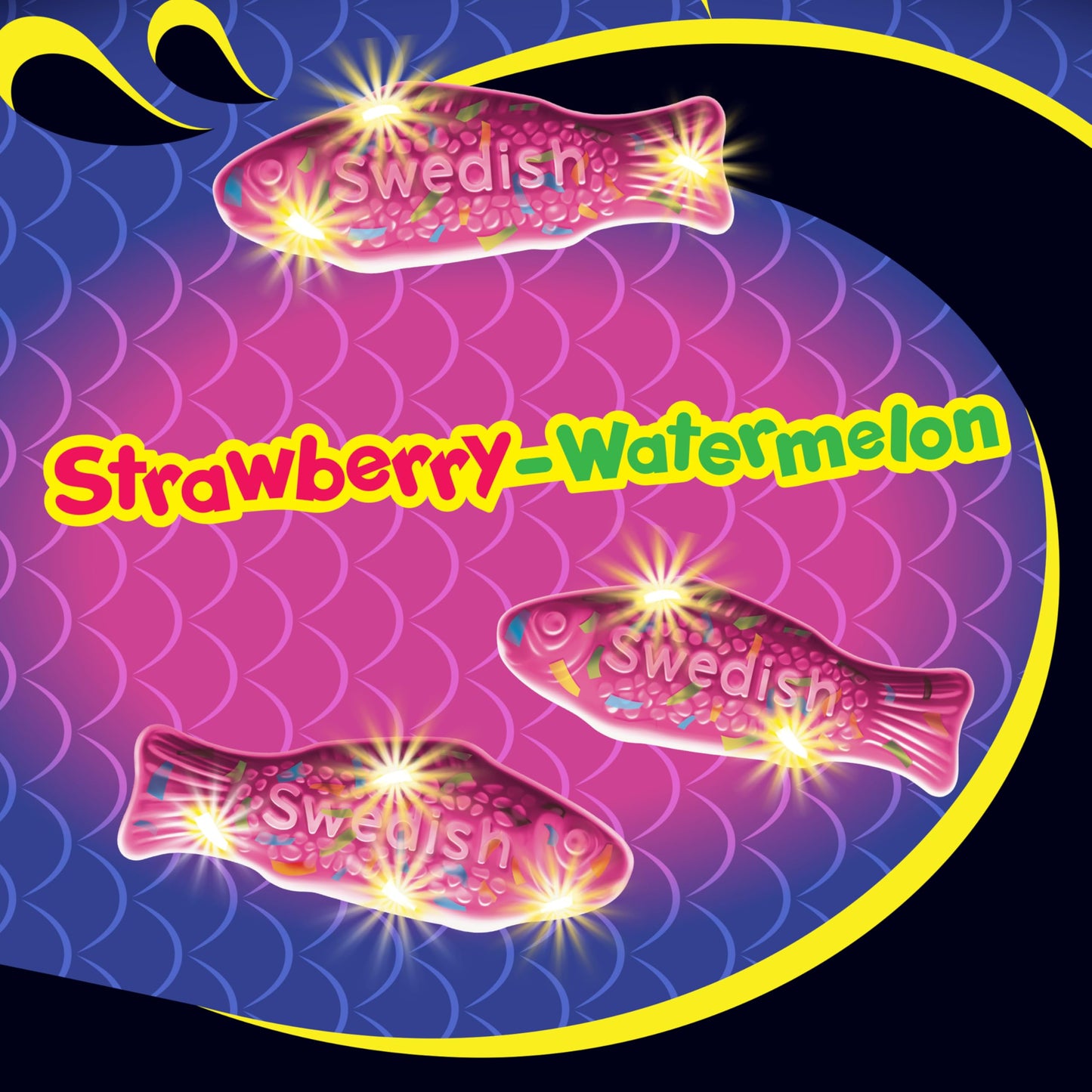 SWEDISH FISH Mini Glow Ups Strawberry-Watermelon Soft & Chewy Candy, Bulk Candy, 12-3.08 oz Bags