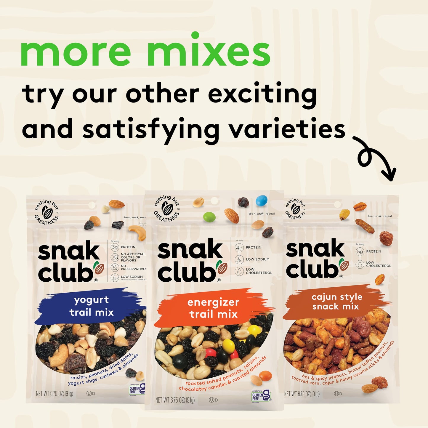 Snak Club Protein Power Snack Mix with Peanuts, Roasted Edamame, Dried Cranberries, Pumpkin Seeds, Almonds, and Cashews, Gluten-