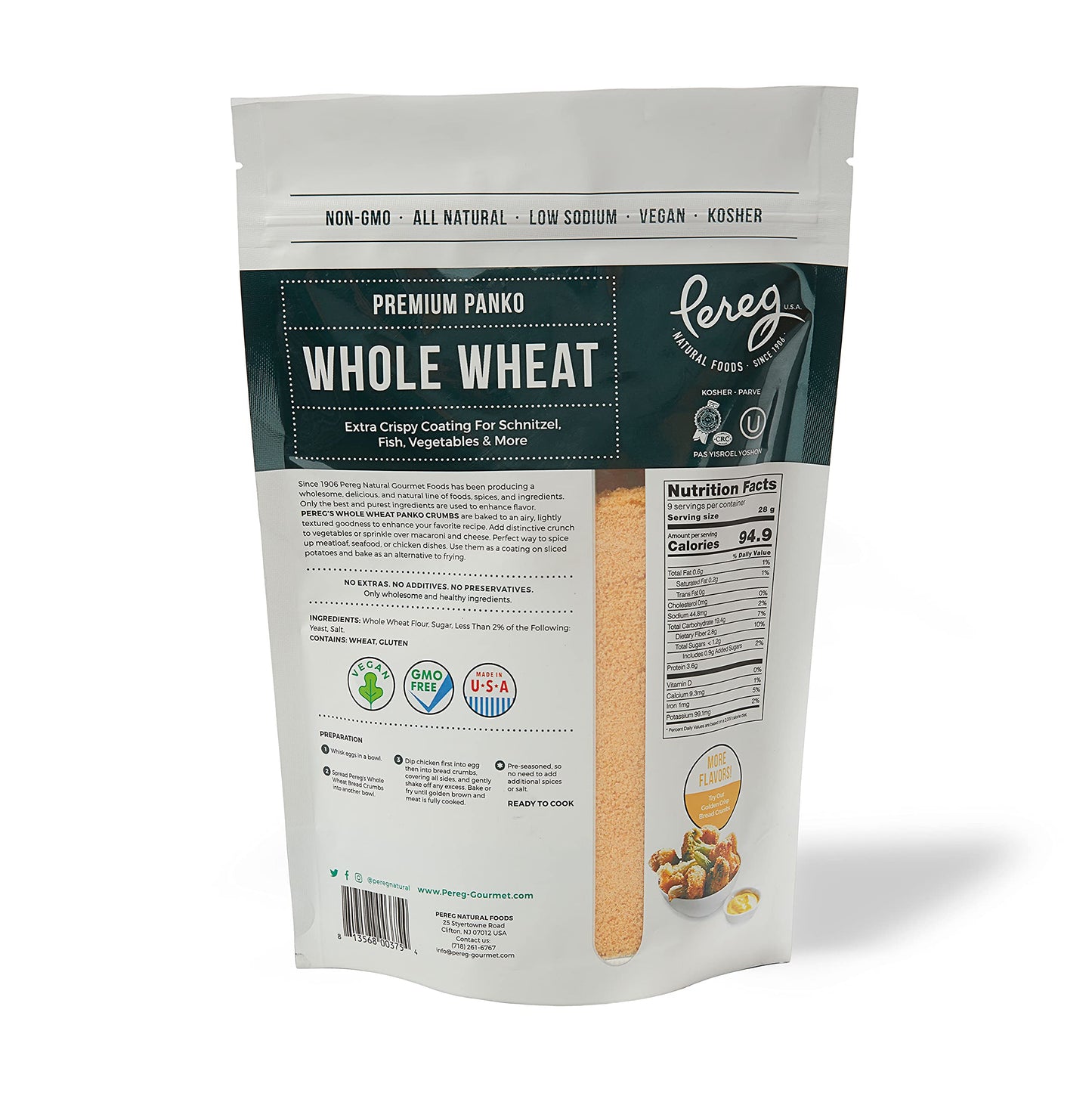 Bread Crumbs - Whole Wheat Enhanced Panko - 9 Oz - Natural Grocery & Gourmet Foods - Low Sodium, Vegan, Kosher Certified & Non Gmo