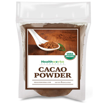 Healthworks Superfoods Organic Cacao Powder - 80 Oz / 5 Lb - Cocoa Chocolate Substitute - Rich Choclate Flavour - Sugar-Free, Ke