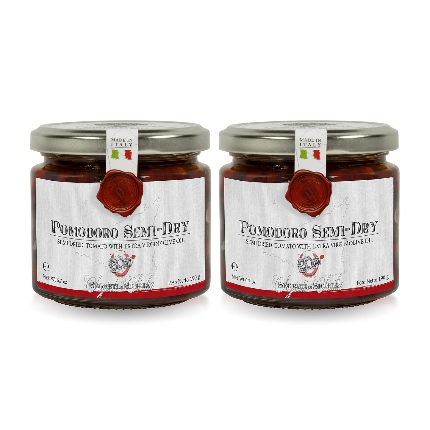 Frantoi Cutrera - Pomodorino Semi Secco - Semi-Dried Cherry Tomatoes in Extra Virgin Olive Oil, Product of Italy, 6.7oz (2 pack)
