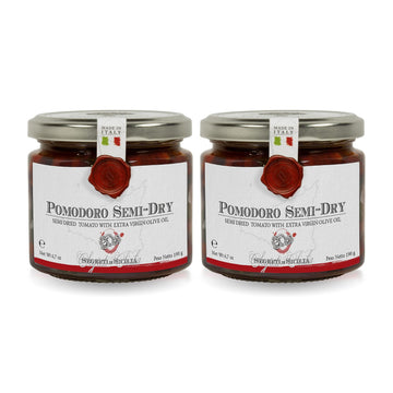 Frantoi Cutrera - Pomodorino Semi Secco - Semi-Dried Cherry Tomatoes in Extra Virgin Olive Oil, Product of Italy, 6.7oz (2 pack)