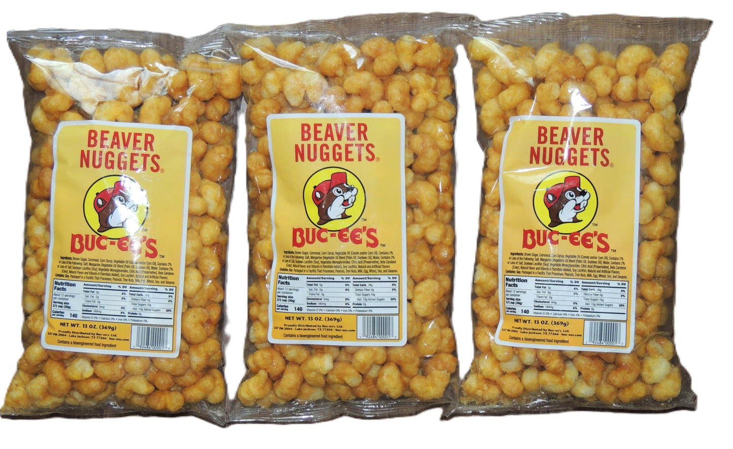 Buc-ees Famous Beaver Nuggets Fresh Sweet Corn Puff Snacks, 13 Oz per Bag (Pack of Three or Four 13 Ounce Bags - 39 Ounces or 5