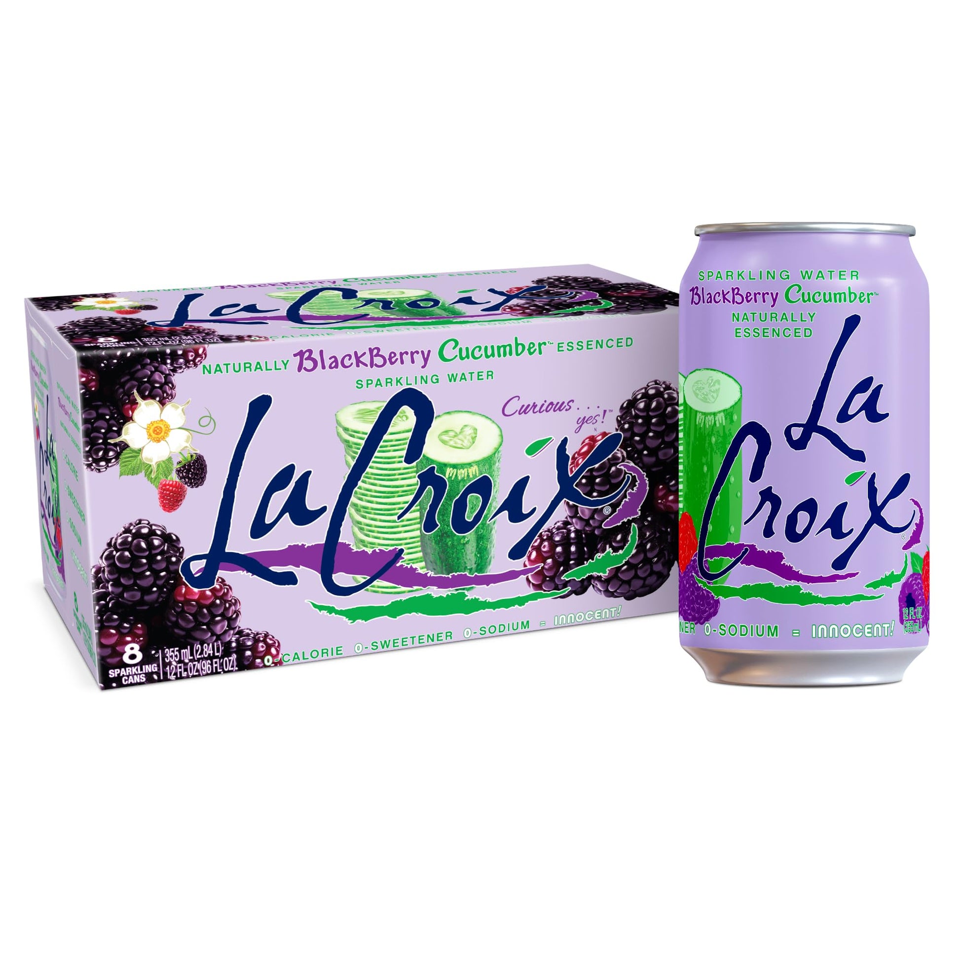 La Croix Sparkling Water  Blackberry Cucumber  8-Pack Zero Sugar  Zero Calories  Zero Sodium