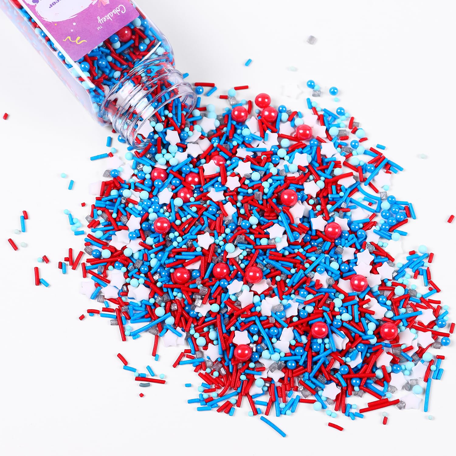 Cobakey Patriotic Sprinkles - Red White & Blue Cupcake Toppings, 4.23 Ounce for 4th of July Desserts