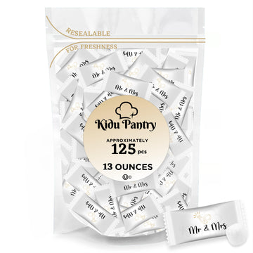 KIDU Pantry Mr. and Mrs. Buttermints - Individually Wrapped Wedding Mints - 13 oz Resealable Bag (Approx. 125 Buttermints) - Wed