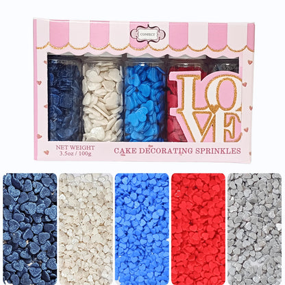 Confect Edible Sprinkles | Patriotic Mix Red, White, Blue & Silver Sprinkles For Cake & Cupcake Decorations | Vegan, Gluten-Free