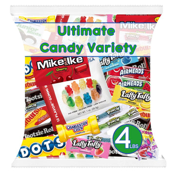 Ultimate Assorted 4 Lb. Classic Candy Variety Pack, Bulk Mega Candy Mix, Fun Size Assortment, Individually Wrapped Minis, (Class