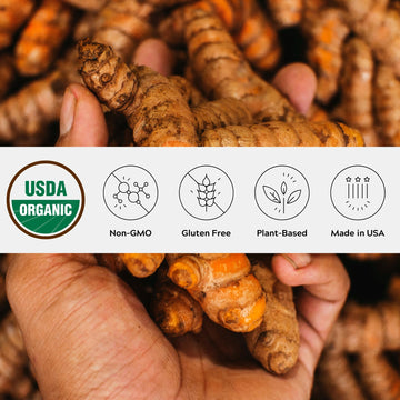 One Farm by WAAYB Turmeric Latte Powder, USDA Organic, 45 Servings, Resealable Glass Jar