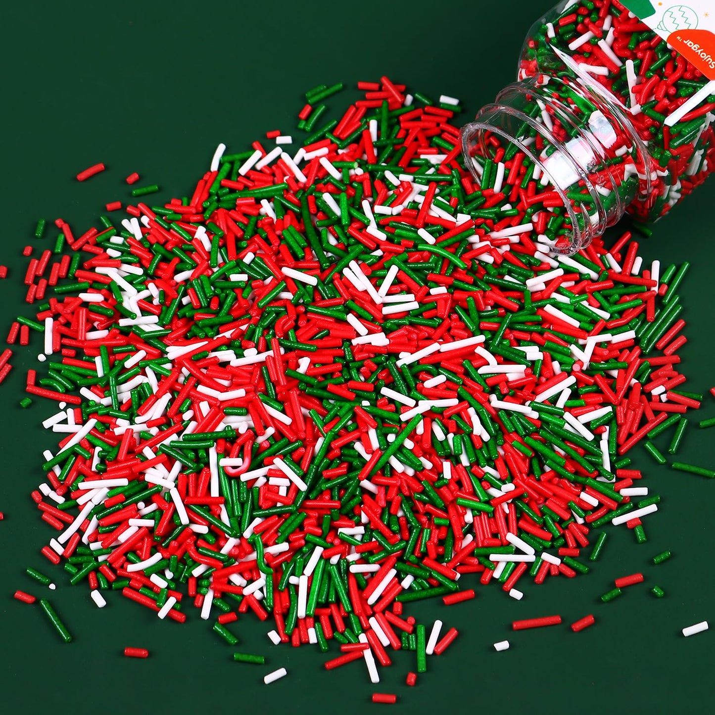 Christmas Sprinkles For Cake Decorating, 3.52Oz Red Green Sprinkles, Edible Jimmies Sprinkles For Cupcake Toppers Baking Cookie
