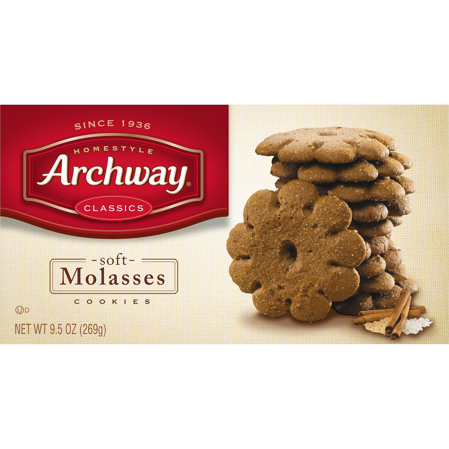 Archway Soft Molasses Cookies, 9.5 Oz (Pack of 9), Molasses Flavor, Perfect for Snacking