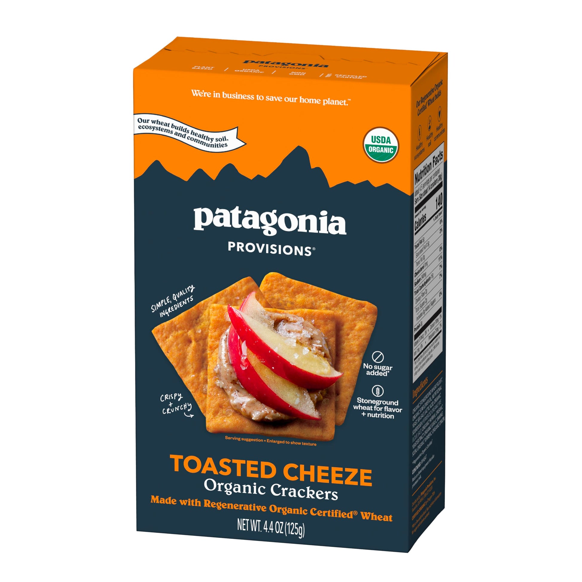 Patagonia Provisions - Toasted Cheeze - Certified Organic Crackers - Non-GMO, Plant-Based, No Added Sugar