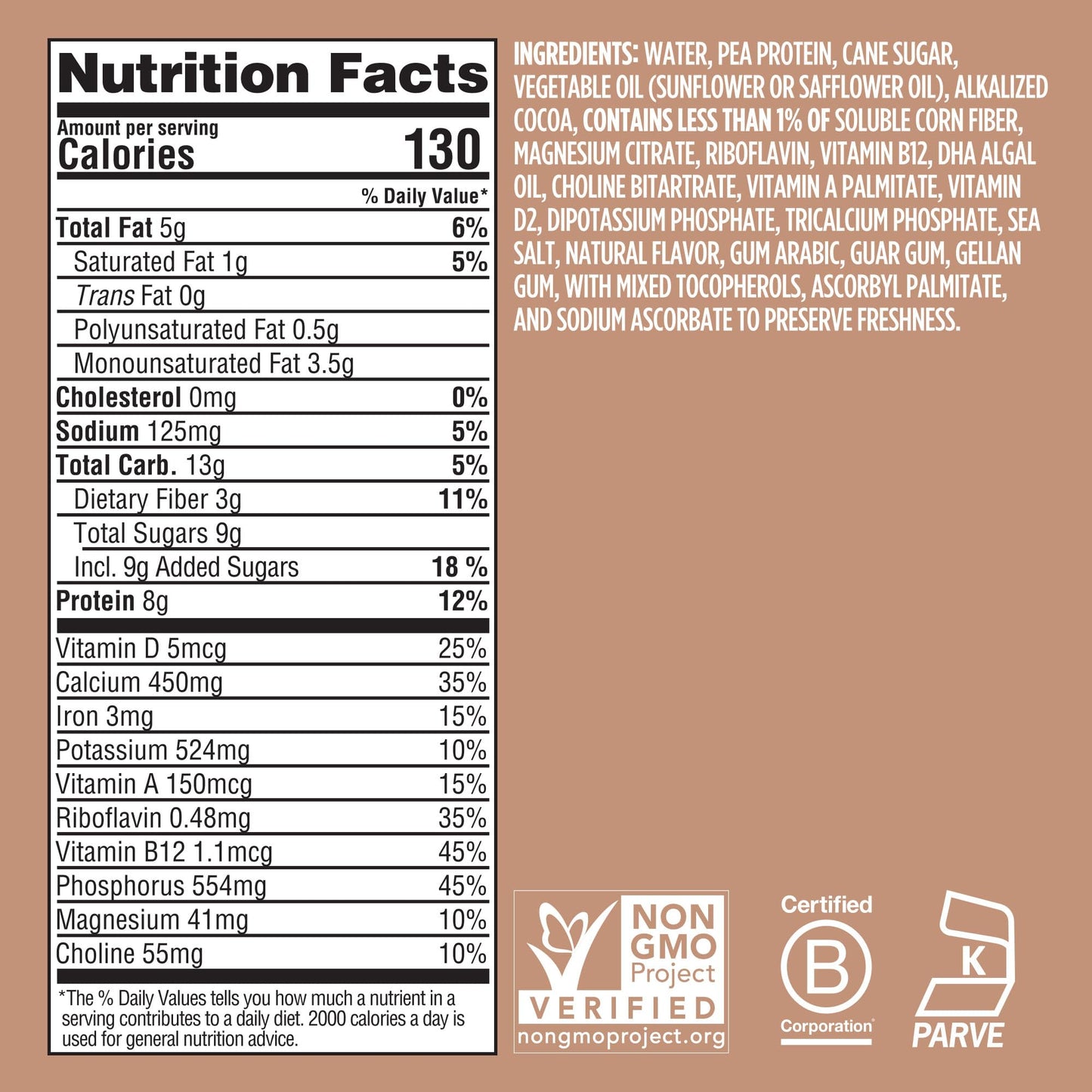 Ripple Kids Chocolate Plant Based Milk | 8g of Quality Sourced Pea Protein, Calcium Rich | Shelf Stable | Vegan & Non GMO | Dair