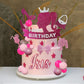 Hot Pink Girl Princess Cake Decorations - Glitter Happy Birthday Cake Topper With 20 Balls For Cake Decorating & 12 Girls Cupcak