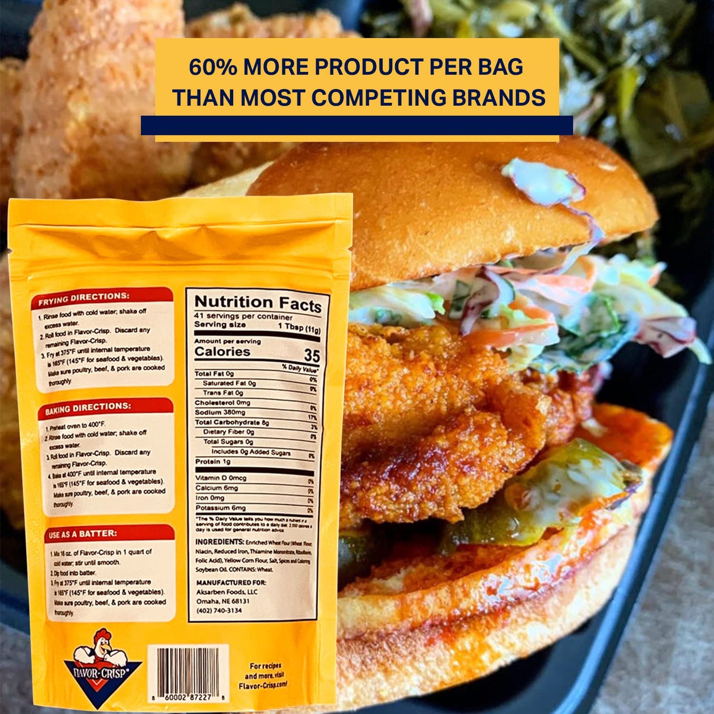 Flavor-Crisp All-Purpose Breading & Batter Mix - Seasoned for Chicken, Fish, & More - 1 Count Pack