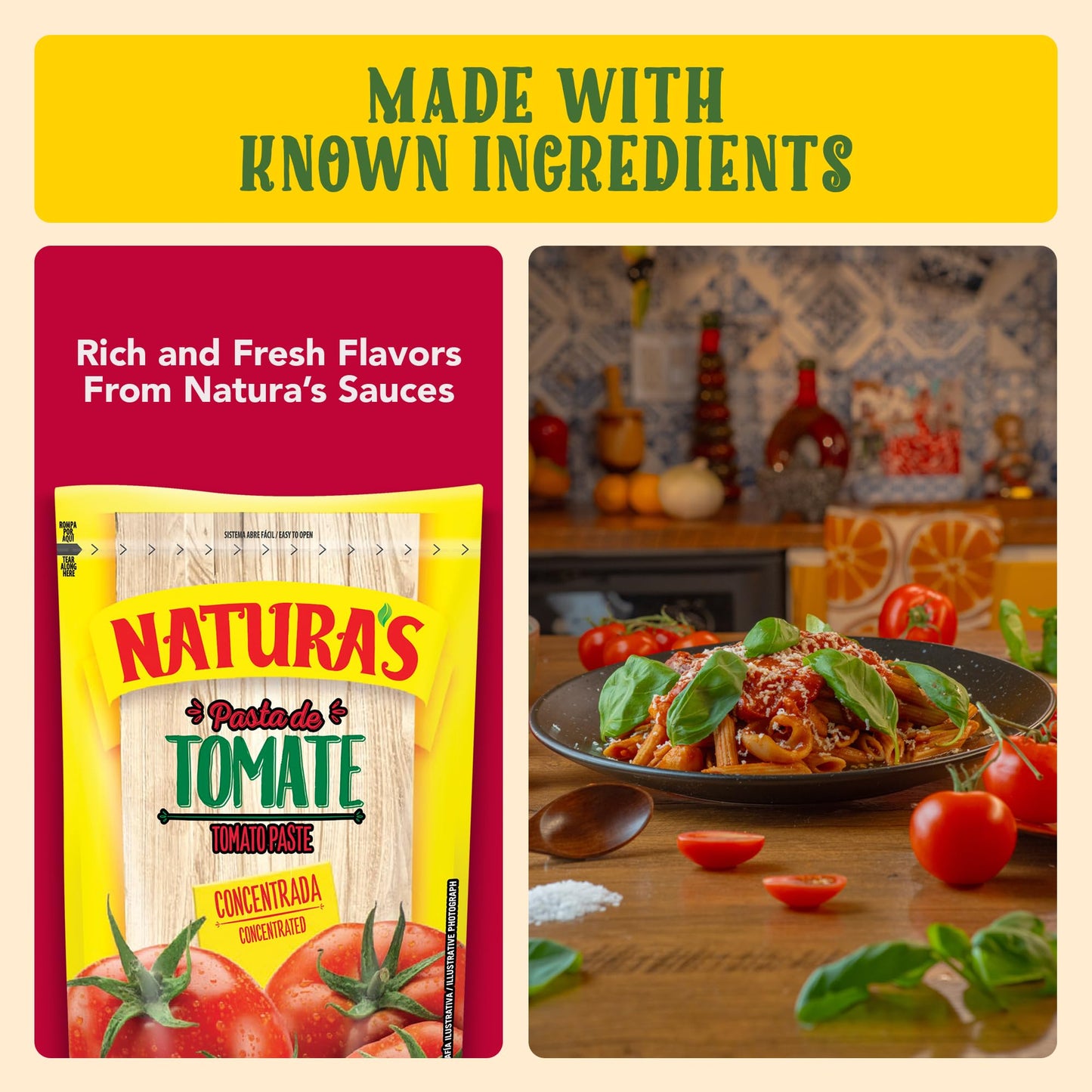 Naturas Natural Tomato Paste, Heat-and-Eat Tomato Paste, 7.1 Oz (Pack of 24)