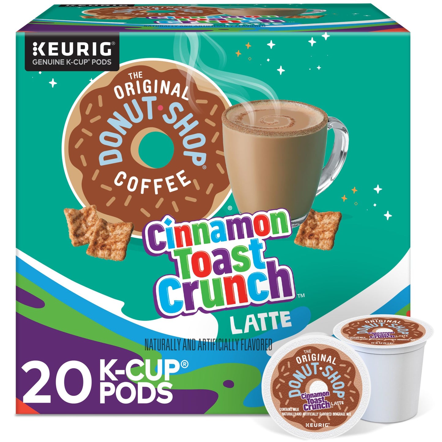 The Original Donut Shop One Step Cinnamon Toast Crunch Latte, Keurig Single Serve K-Cup Pods, 20 Count