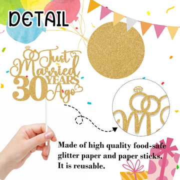 Just Married 30 Years Ago Cake Topper, 30Th Anniversary Cake Decor, 30 Years & Loved, Happy 30Th Wedding Anniversary Party Decor