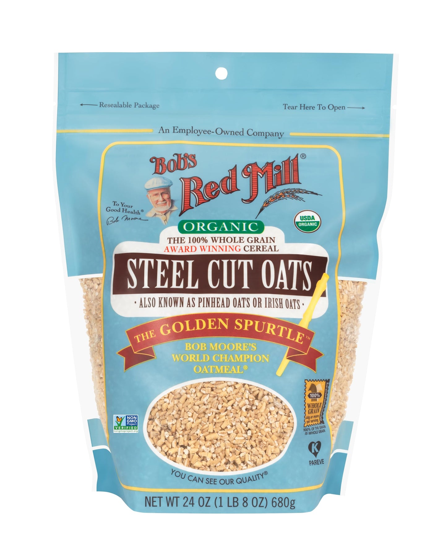 Bobs Red Mill Organic Steel Cut Oats, 24Oz (Pack Of 1) - Non Gmo, Whole Grain, Vegan, Kosher