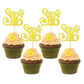 Gyufise 24 Pack Cupcake Toppers, Glitter Sixteen Happy Sweet 16 Decorations, Multi Gold, Model ZN0475-4-LG