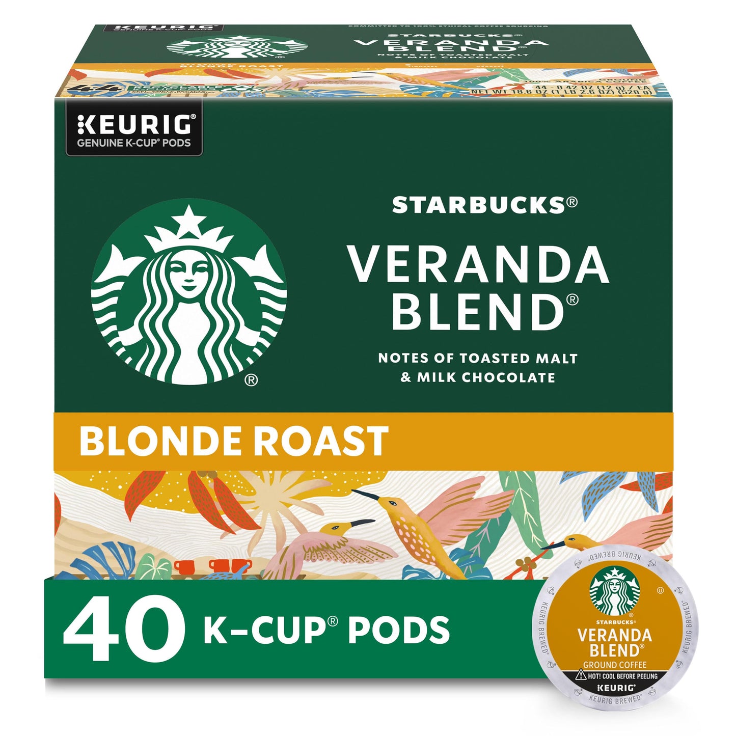 Starbucks K-Cup Coffee Pods - Light Roast Veranda - 40 Count - For Keurig Brewers