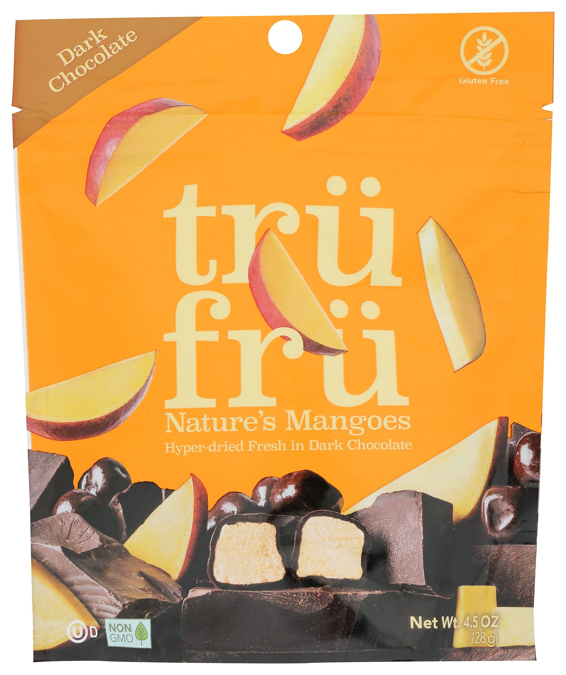 Tru Fru Nature's Mangoes, Hyper-Dried Fresh in Dark Chocolate, 54% Cacao, Made with Clean Ingredients, Kosher, Gluten Free & Non