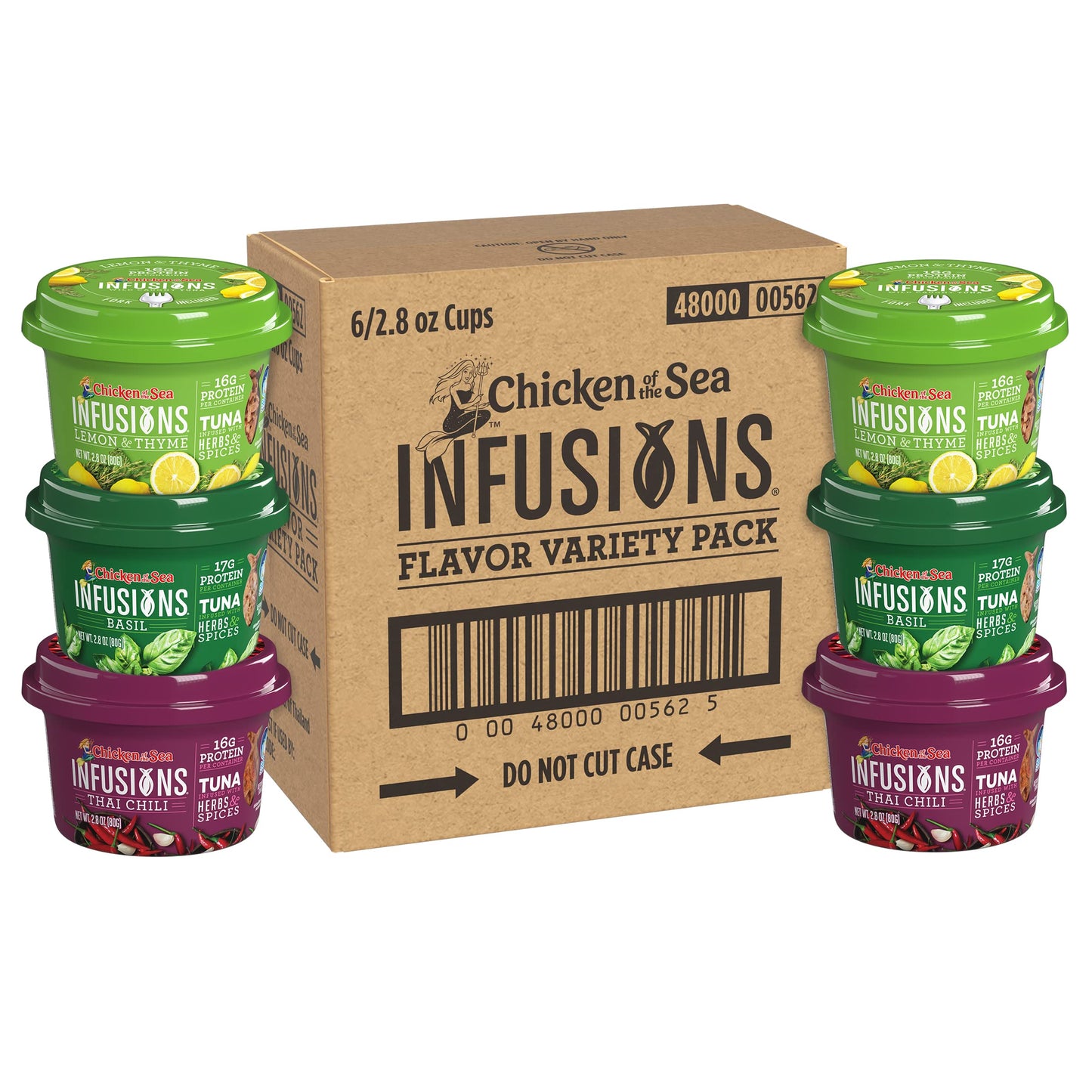 Chicken of the Sea Infusions Tuna Variety Pack, 2.8 Ounce Cups (Pack of 6), Wild Caught, 3 Flavors