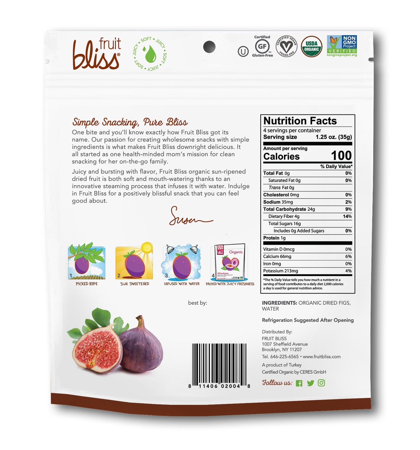 Fruit Bliss Organic Turkish Figs, 5 Oz