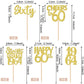 ZHUOWEISM 30PCS Cupcake Toppers Gold Glitter Sixty Birthday Picks for 60th Anniversary Party Decorations