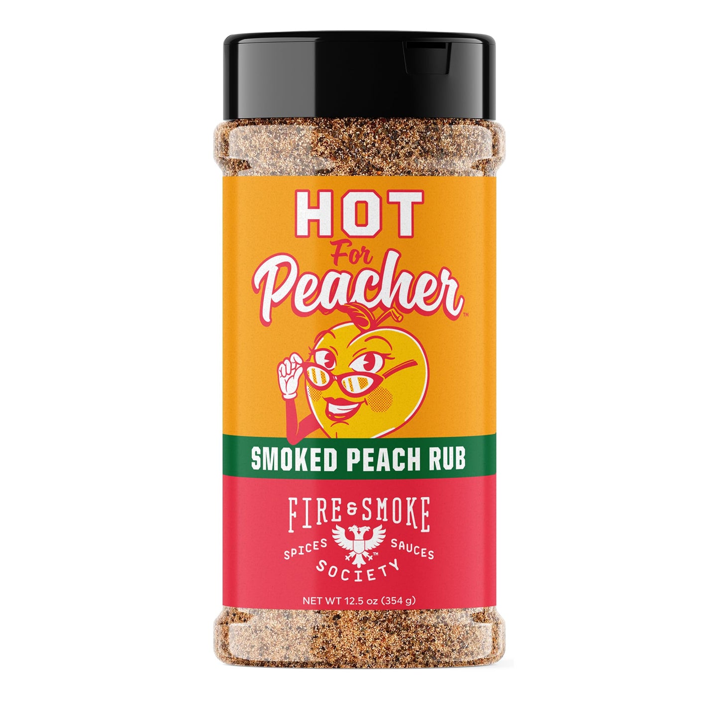 Fire & Smoke Society BBQ Rub - Hot for Peacher, 12.5 oz, Ideal for Pork, Ribs, Chicken, Beef, Grilling and Smoking