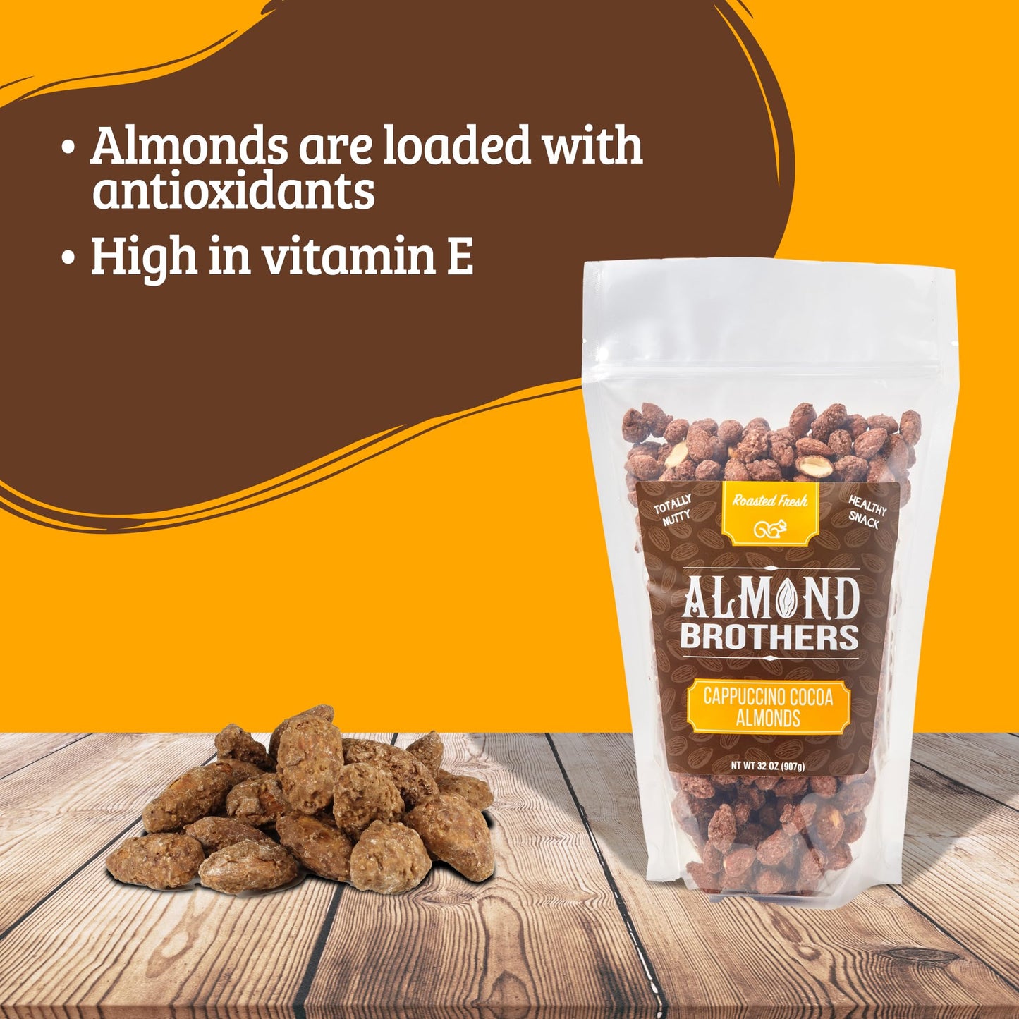 Almond Brothers Roasted Almonds - Hand Crafted Cappuccino & Cocoa Almonds, Gluten-Free, Non-Gmo, Candied Almonds - 2 Lb Bag