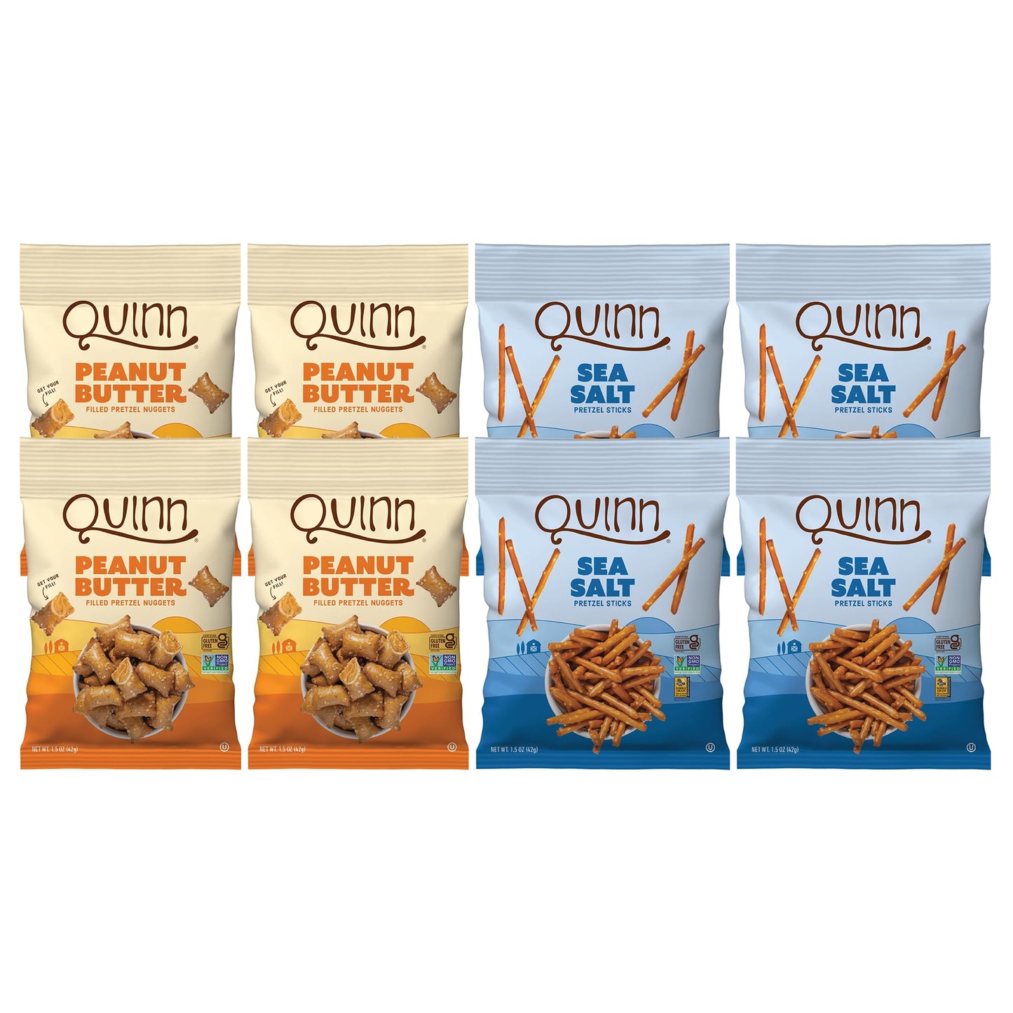 Quinn Pretzel Nuggets Tester Pack, Vegan, Gluten Free, Non-GMO, 1.5 Oz, Pack of 8