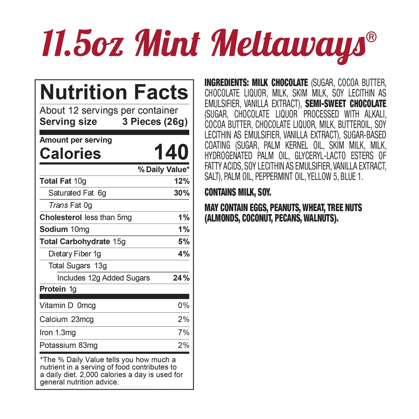 Fannie May, Milk Chocolate Candy, Mint Meltaways, Gift Box, 11.5 Oz