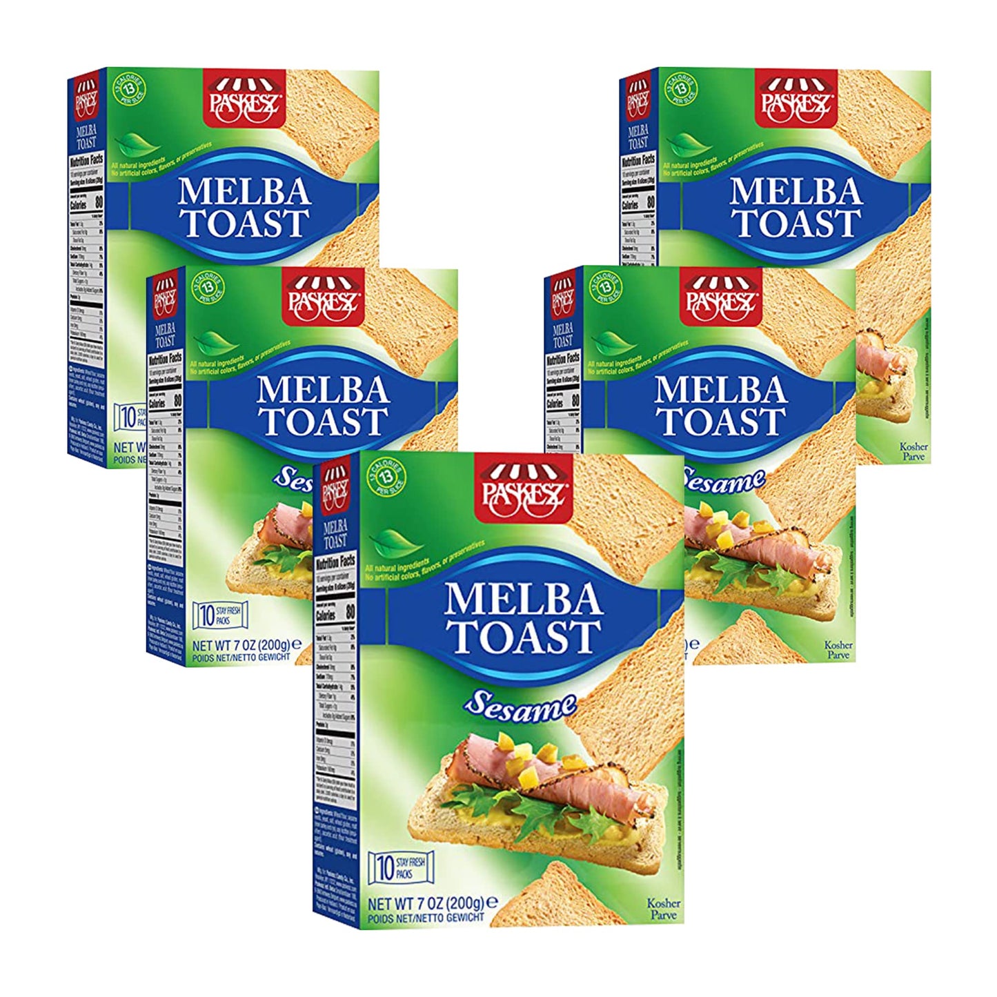 Only Kosher Candy Melba Toast Crackers, Classic Sesame, Kosher Parve, 7 Ounce (Pack of 5)