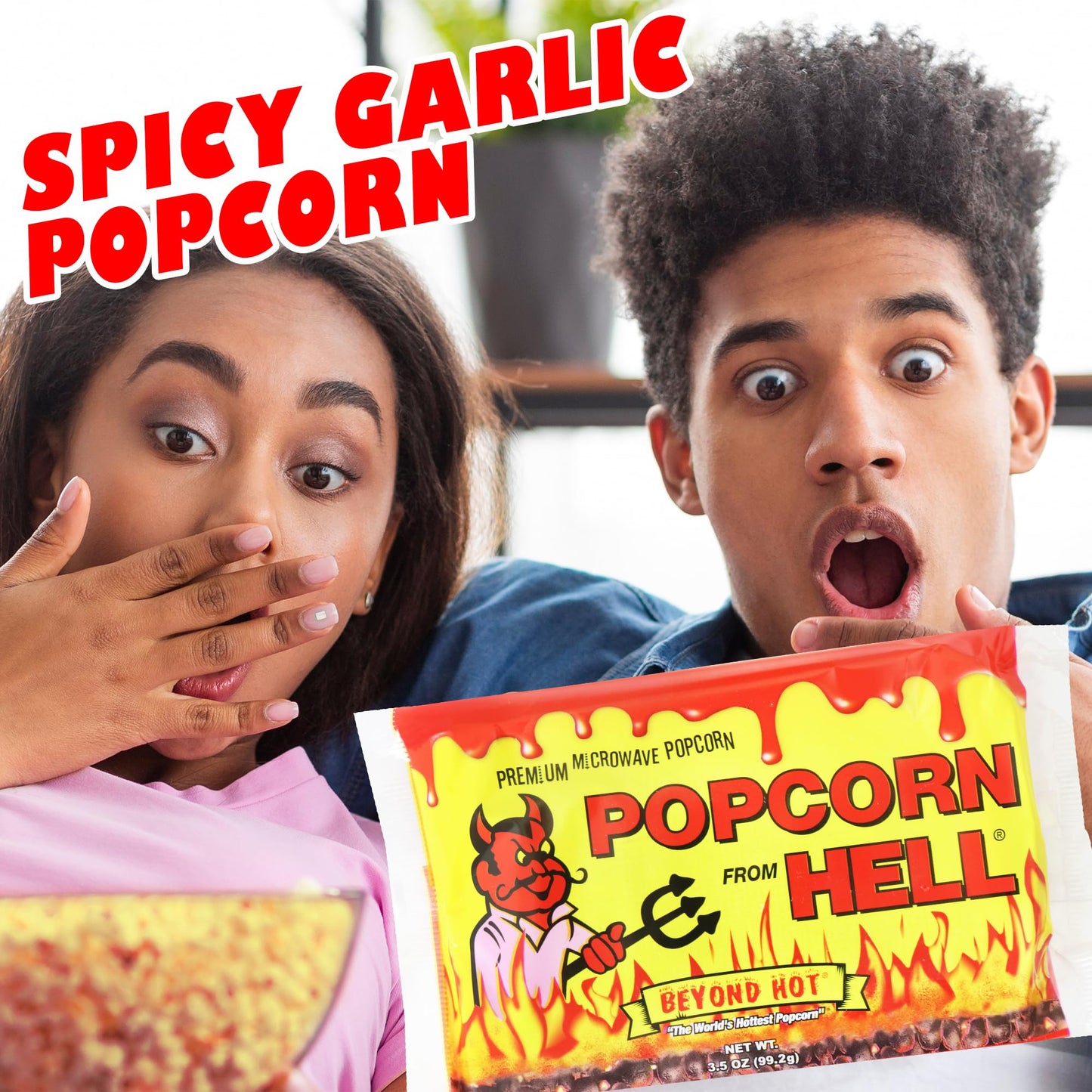 ASS KICKIN Popcorn from Hell - 6 Bags Ultimate Spicy Garlic Gourmet Snack