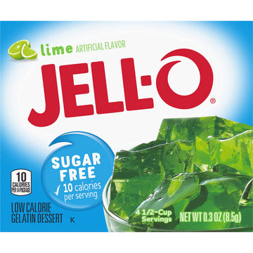Jell-O Sugar-Free Gelatin Mix, Lime Flavor, 0.3 Ounce Boxes, Pack of 6