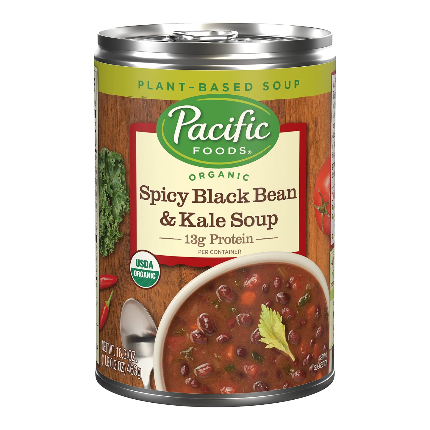 Pacific Foods Organic Spicy Black Bean And Kale Soup, Vegan Soup, 16.3 Oz Can