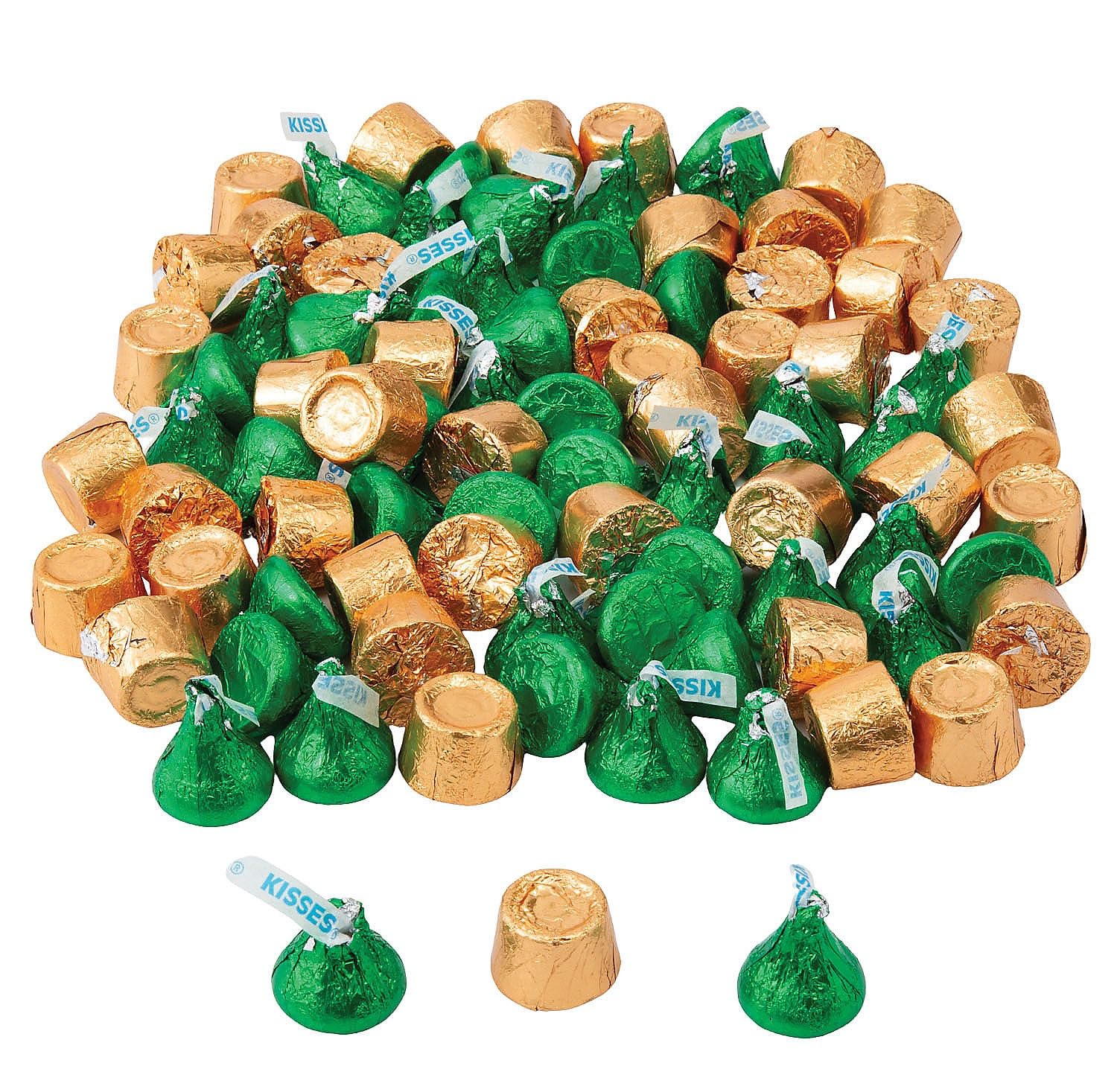 Fun Express Kisses Bulk St PatrickS Day Chocolate - 89 Count Green & Gold Wrapped Candy For Irish Party Favors  Candy Buffet & Holiday Celebrations | Top-Grade Milk Chocolate & Caramel Mix