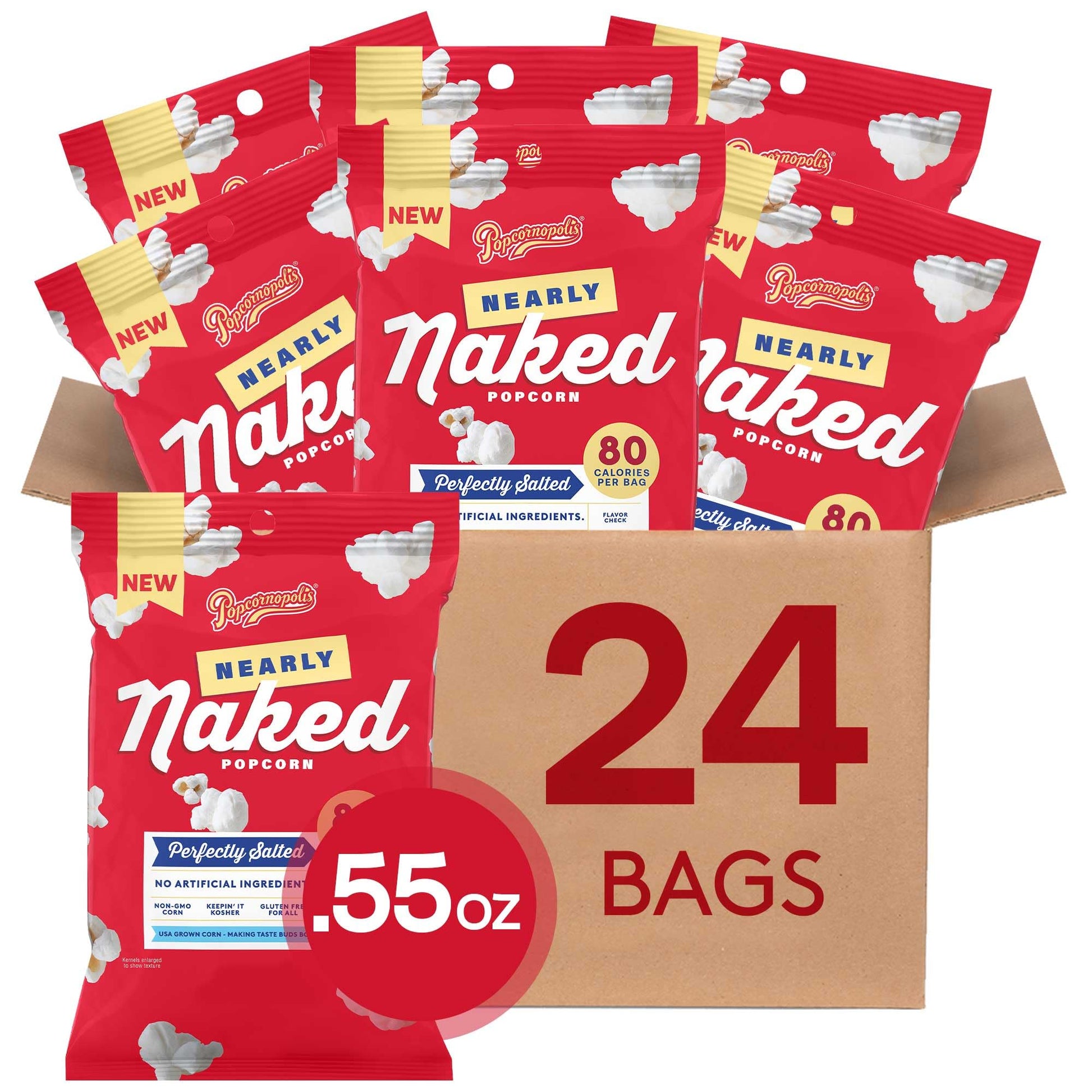 Popcornopolis Perfectly Salted Nearly Naked 24 Ct, 0.55 Oz
