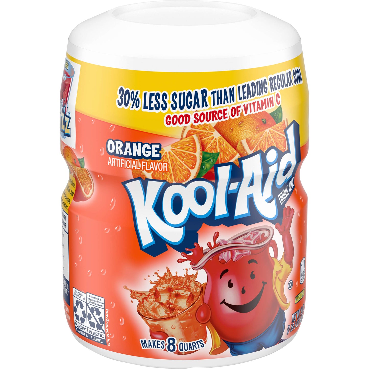 Kool-Aid Caffeine Free Orange Drink Mix, 12 Count, 19 oz Canisters, 1.18 lb Pack