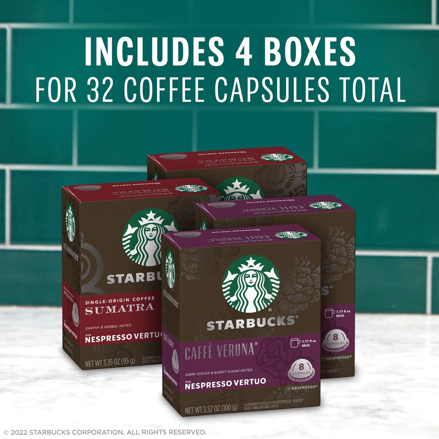 Starbucks Vertuo Dark Roast Variety Pack Coffee Pods, 32-count, 8 Count (Pack of 4)