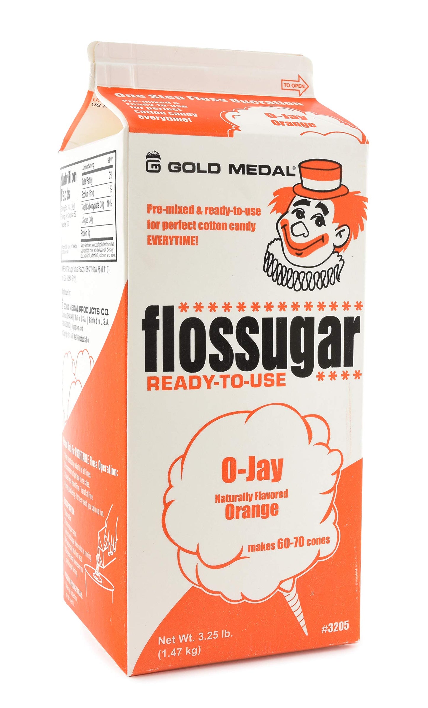 Gold Medal Orange Candy Floss Sugar, 52 oz - 1/2 Gallon, 6 Pack
