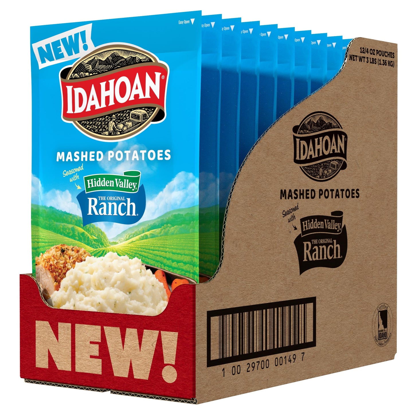 Idahoan Mashed Potatoes Seasoned with Hidden Valley Original Ranch, Naturally Gluten-Free, 100% Real Idaho Potatoes, 4 servings