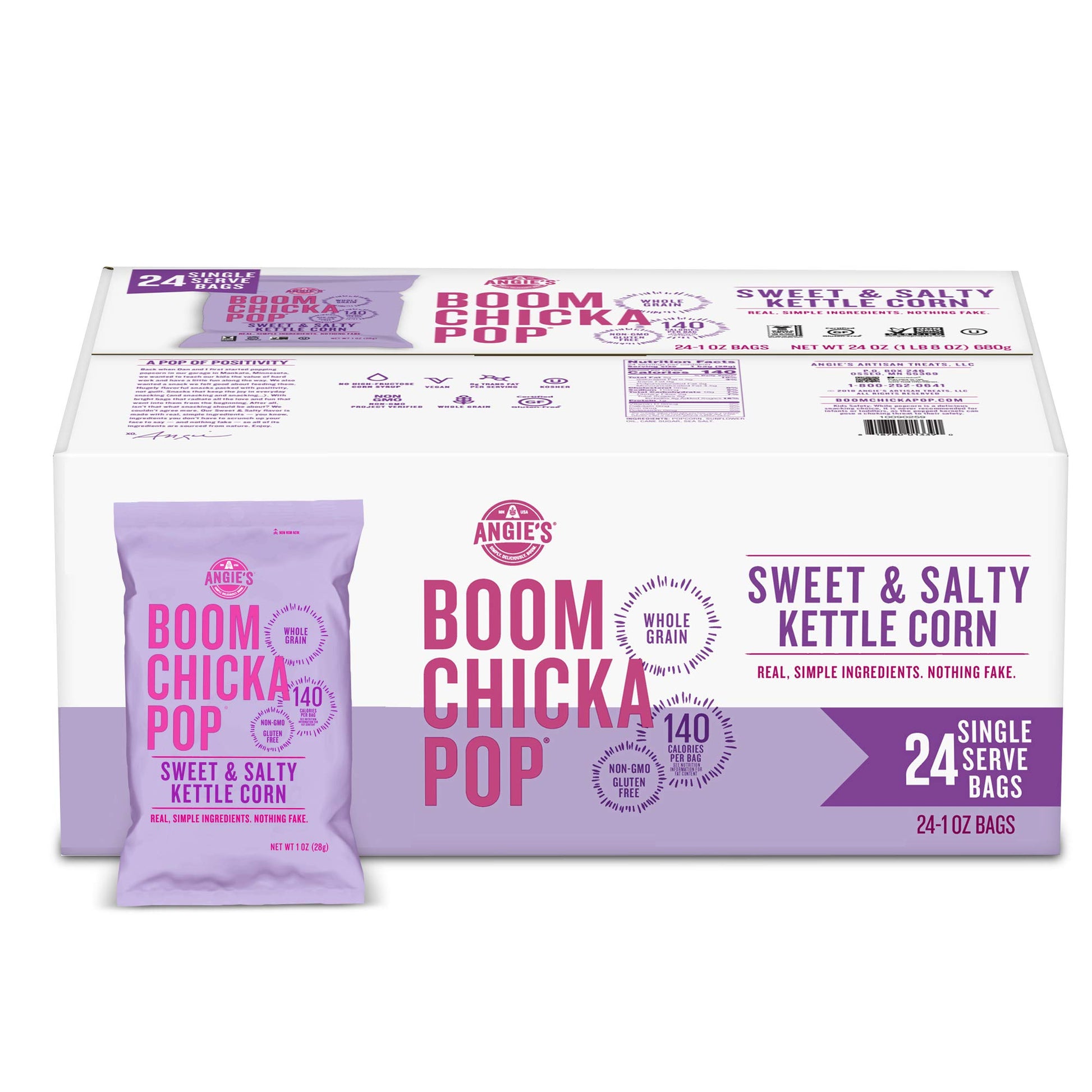 AngieS Boomchickapop Sweet & Salty Kettle Corn Popcorn  1 Oz. (Pack Of 24)