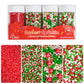 Edible Christmas Sprinkles for Cake Decorating,4 Pack 12 oz,Red White Green Gold Pearls and Christmas Confetti Trees Candy,Nonpa